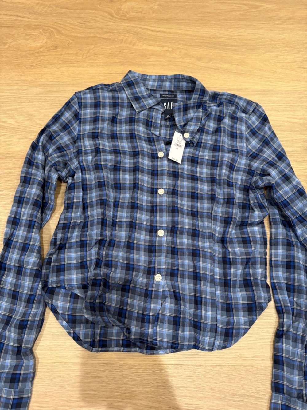 GAP Cropped Plaid Button-Down Shirt